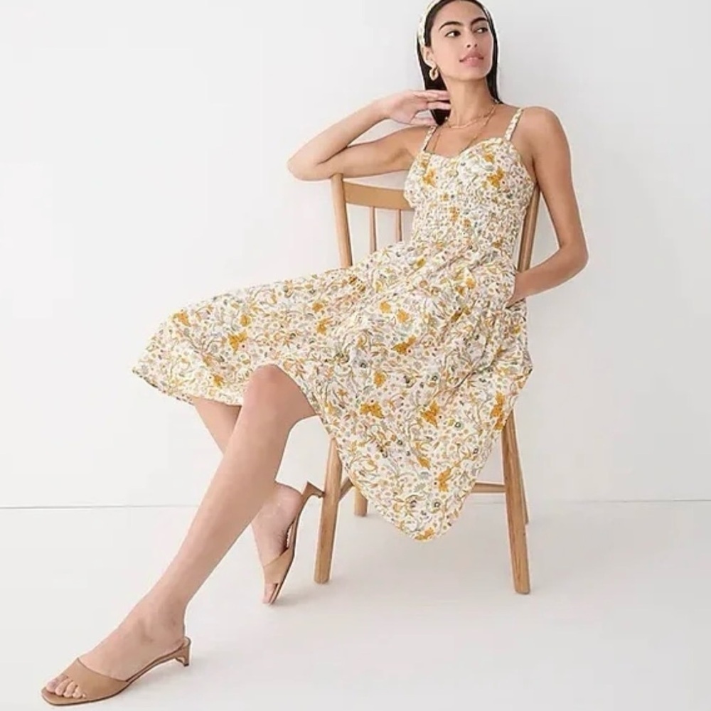 J CREW IVORY FLORAL FORD DRESS SZ 4